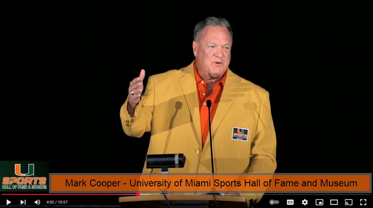 Mark Cooper Inducted into University of Miami Sports Hall of Fame